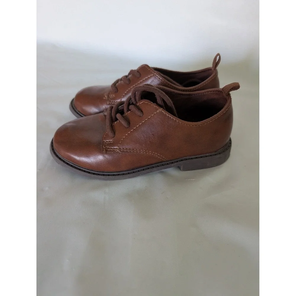 Carters Spencer Brown Faux Leather Lace Up Dress Shoes Kids Size 10M CF22E01H